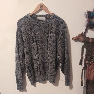 Club International Black and Gray Knit Crewneck Sweater